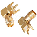 10Pcs SMA Female Jack Male Plug Adapter Solder Edge PCB Straight Right Angle Mount RF Copper Connector Plug Socket