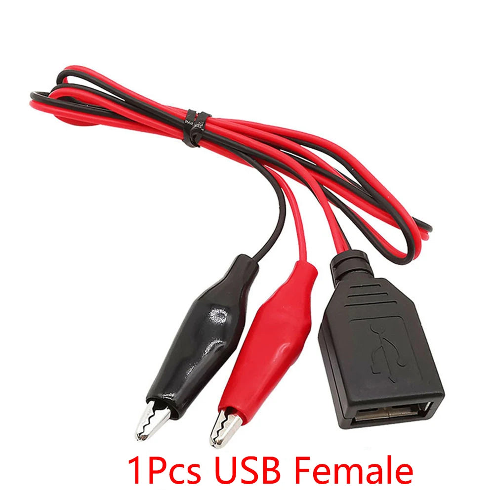 Alligator Cilps to USB/Banana Plug Test Cable Lead Jumper Wire  Male Female DC 5.5x2.1 Crocodile Clip Probe Power Supply Adapter