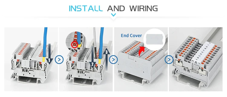 10Pcs PT2.5 DIN Rail Terminal Block Push-in Connector 2.5mm² Cable Screwless Plug Electrical Wire Connect NS35 PT 2.5