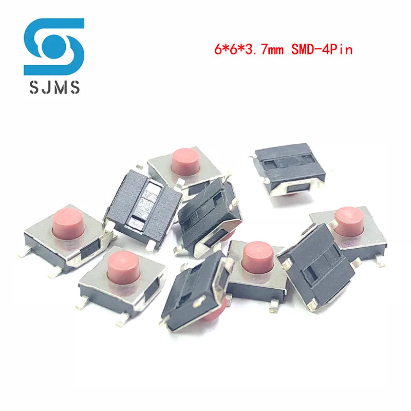 20/100PCS/LOT 6*6*2.5 / 3.1 / 3.7 / 4.3 mm SMD Switch 4 / 5 Pin feet Touch Micro Switch Push Button Switches Red 6X6 Tact Switch
