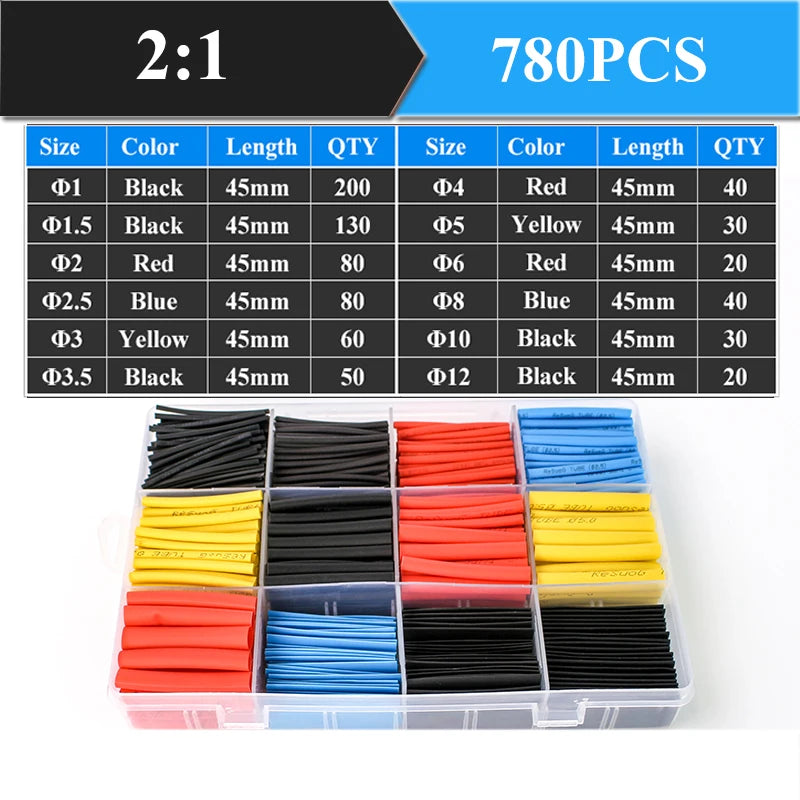 2：1 Thermoresistant Tube Heat Shrink Wrapping Kit Assorted Wire Cable Sulation Sleeving 3:1  Heat Shrink Tubing