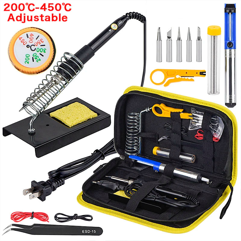JCD 60W 220V/110V soldering iron EU/US/UK PLUG adjustable temperature welding solder iron kit with soldering tips 908 hot sale