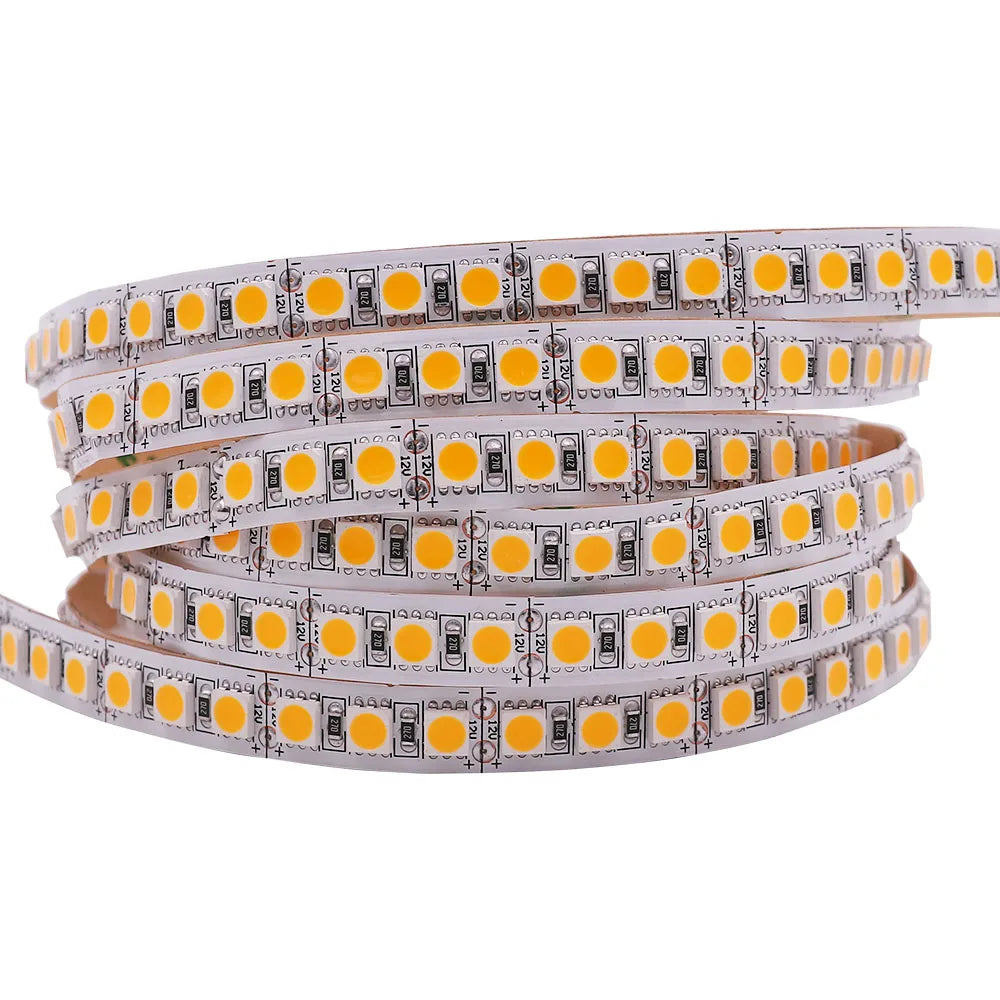 DC12V LED Strip 5050 5054 2835 120 240LEDs/M High Bright White Red Blue Pink Yellow RGB Flexible Ribbon Tape Light Lamp 5m