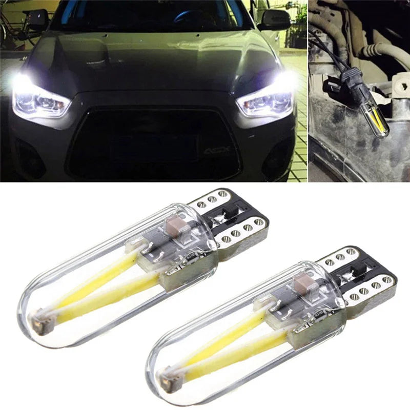 2pcs LED T10 W5W COB LED CANBUS Silica Bright Glass License Light Bulbs 194 168 DC 12v White Bulbs Car Clearance Lights Bulbs