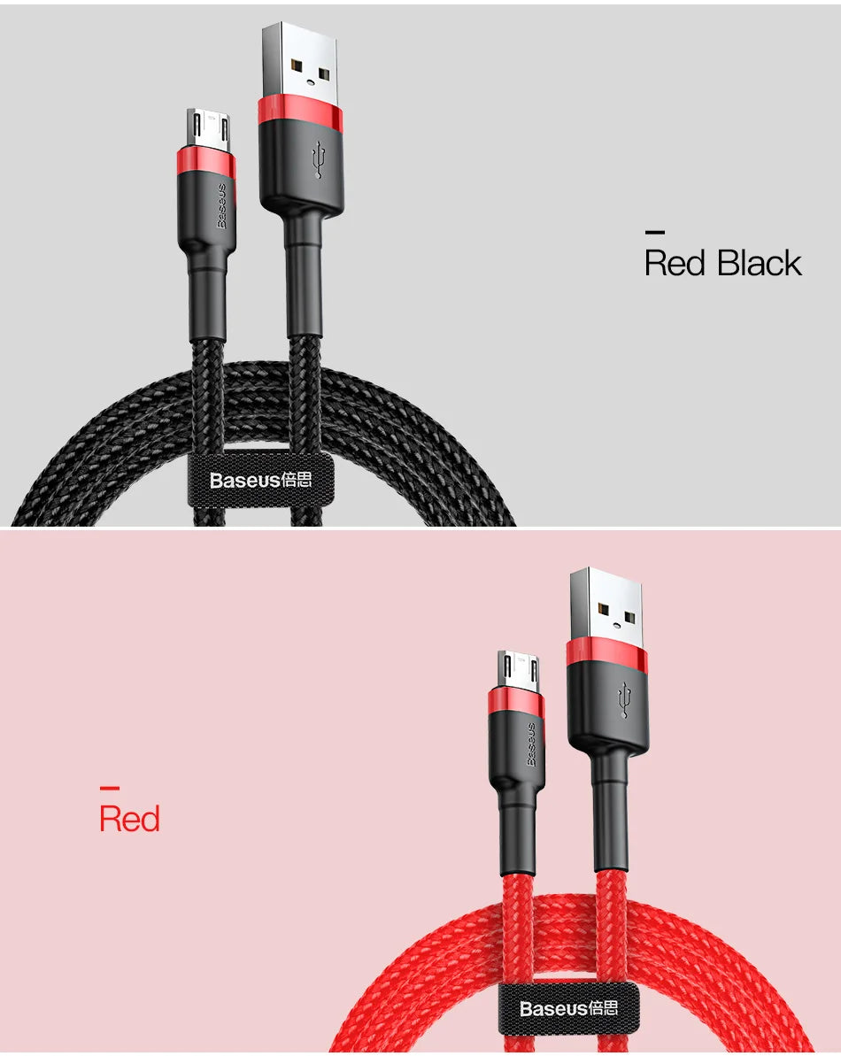 Baseus USB Micro Cable Quick Charge 3.0 Cable Fast Charging for Huawei P30 Xiaomi USB-C Charger Wire