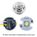 5050 XMLL LED T6 10W White Light with 20mm star pcb+ 3.7V 5modes led Driver +T6 10degree led Lens with Base Holder kit