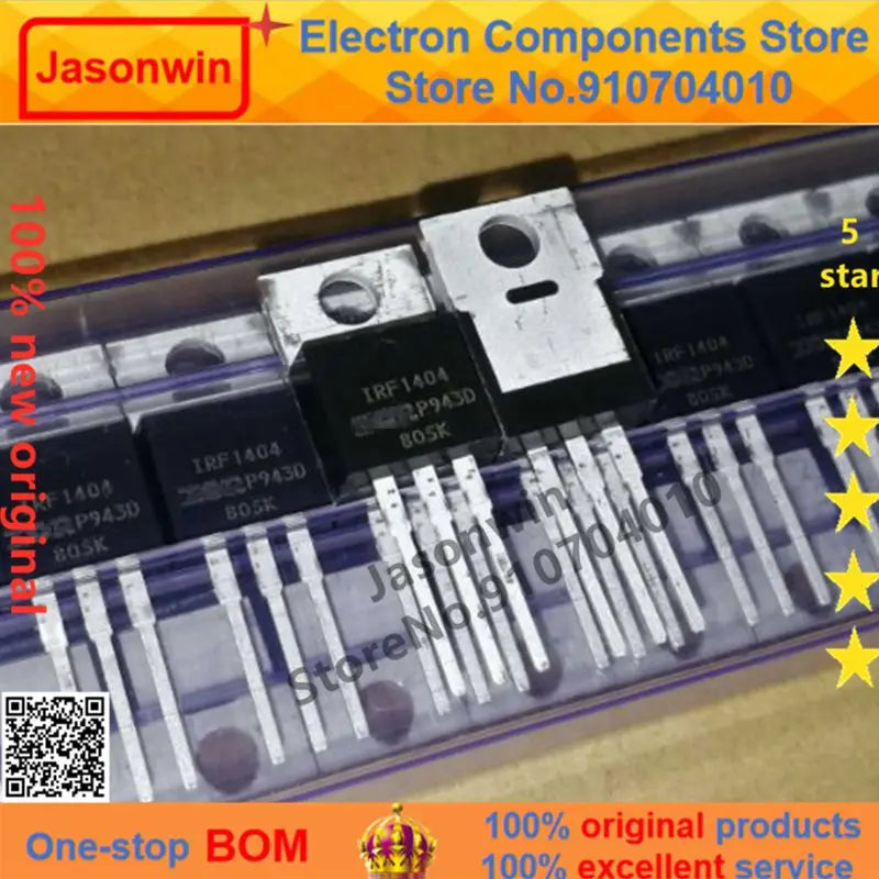 Jasonwin 100% new and original 50 units/lot MOSFET IRF1404PBF IRF1404 40V 202A TO-220 Transistor