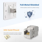 ZoeRax RJ45 Cat8 Cat7 Cat6A Shielded Keystone Jacks, RJ45 STP Tool-Less Type Zinc Alloy Module Shielded Keystone Jack Adapter