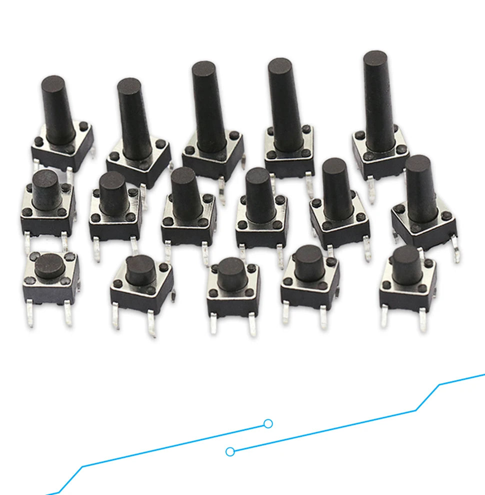 50PCS Momentary Tactile Push Button Click Switch 6X6mm 4.3mm-17mm H=4.3mm 4.5mm 5mm 6mm 7mm 8mm 9mm 10mm 13mm 14mm 4Pin Switch