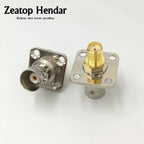 10Pcs Brass SMA Female to BNC Female Plug SMA / BNC  F/F with 4 Hole Flange Mount Adapter Connector