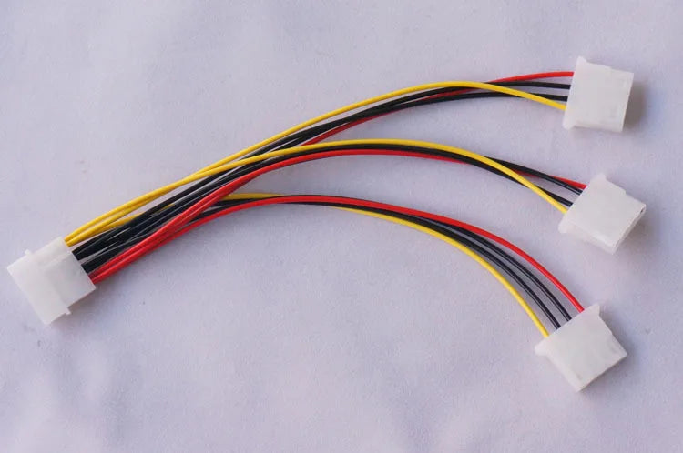 High Quality 4Pin IDE Power Cables HY1578 4 Pin Molex Male To 3 Port Molex IDE Female Power Supply Splitter Adapter Cable