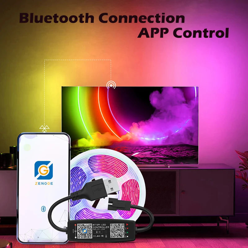 BLE WS2812B Controller BT Music for Pixel LED Strip Light SK6812 WS2811 WS2812 LED Light Strip USB 5V APP Remote Controller
