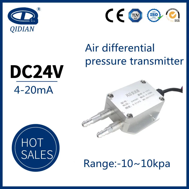 QDF70B -10kPa-10kPa 4-20mA 0-10V Wind Differential Pressure Transmitter Air Pressure Sensor