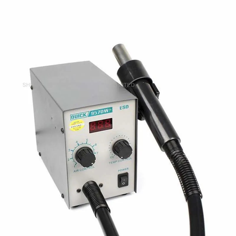 1pc QUICK 957DW+ LED display adjustable hot air heat gun with Helical Wind 580W SMD rework station