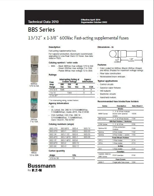 Ceramic Fuse 1PCS  FAST-ACTING  BBS-1 BBS-2 BBS-3 BBS-5 600VAC 1A 2A 3A 5A 10*35MM