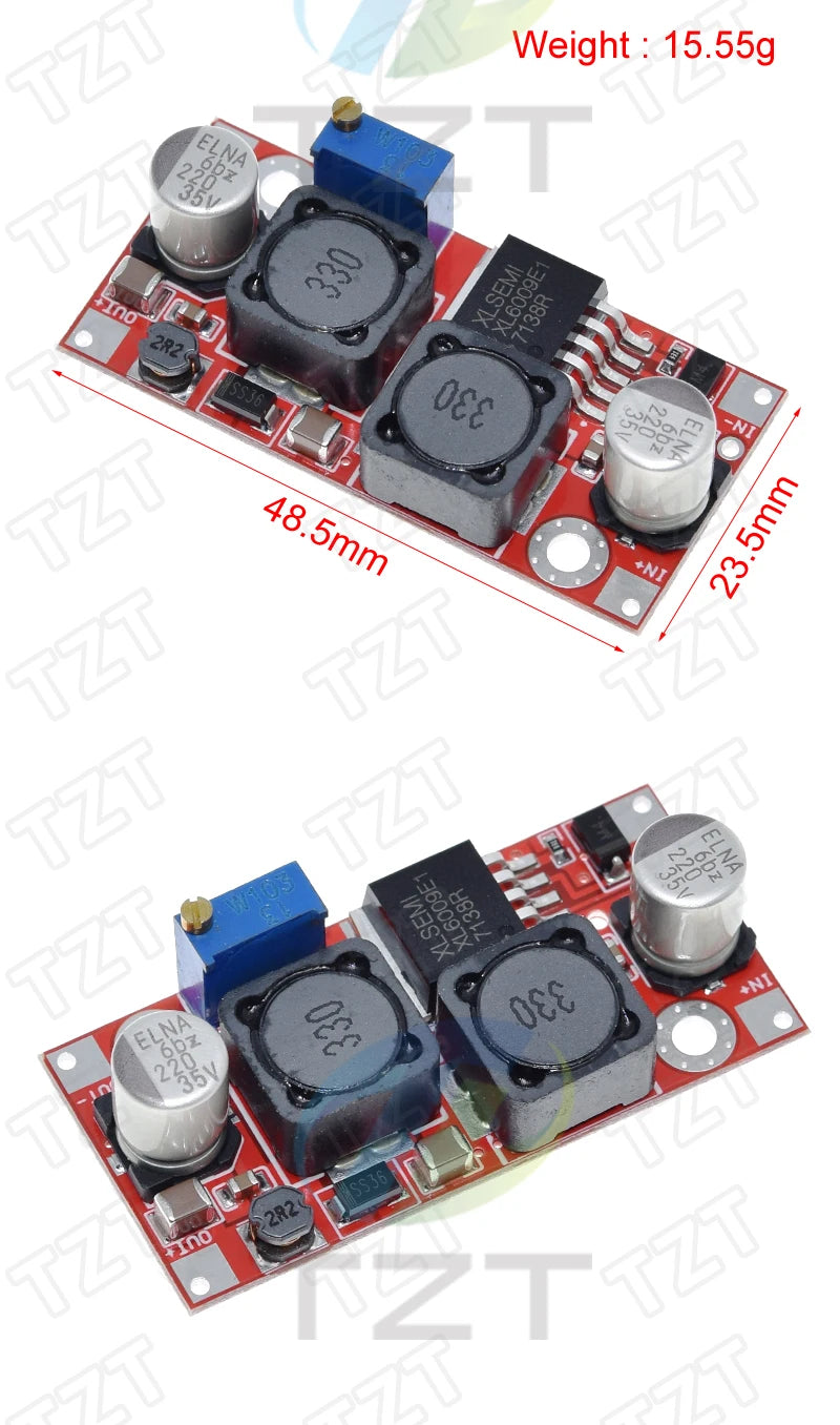 TZT 1/3PCS Boost Buck DC-DC Adjustable Step Up Converter XL6009 Power Supply Module 20W 5-32V to 1.2-35V
