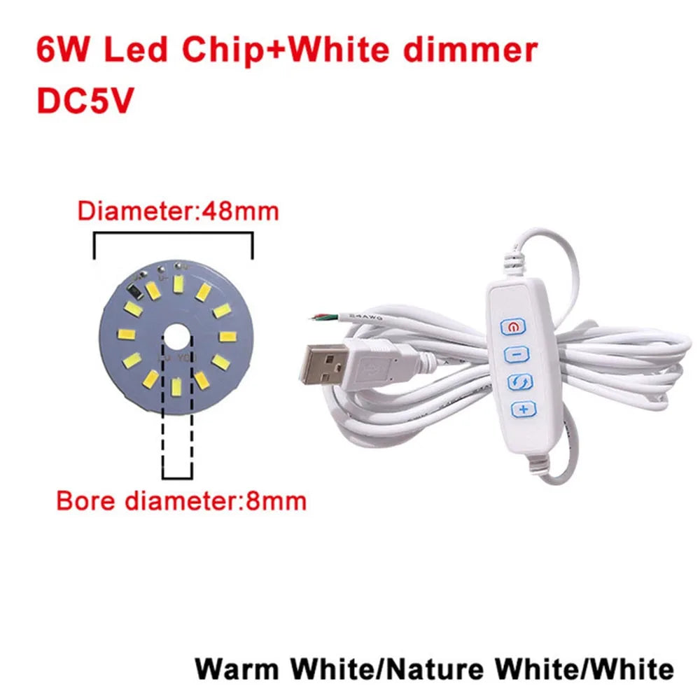DC5V Dimmable LED Chips 5730 SMD LED Lamp 5W 6W 10W LED Light Beads White Warm White DIY Light Adjustable LED Bulb USB Dimmer