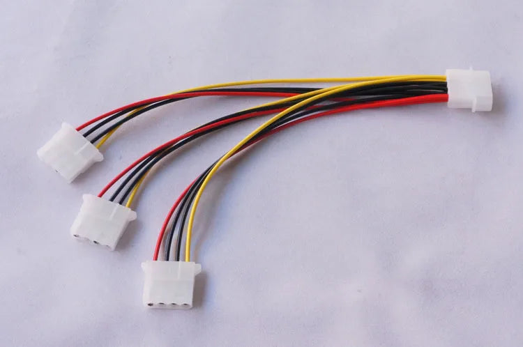 High Quality 4Pin IDE Power Cables HY1578 4 Pin Molex Male To 3 Port Molex IDE Female Power Supply Splitter Adapter Cable