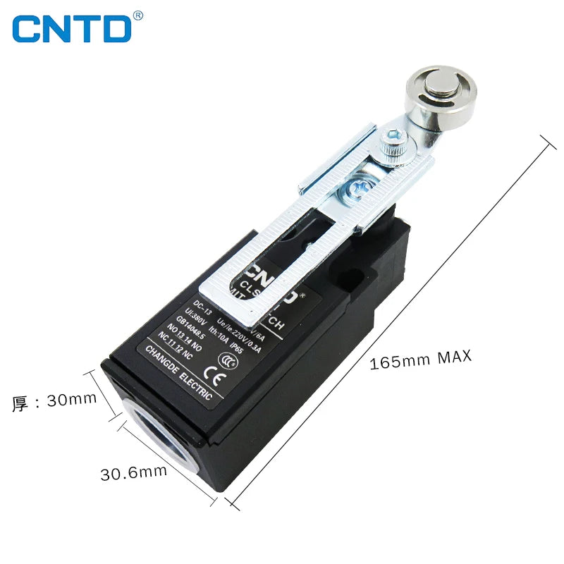 CNTD CLS-131 CLS Series Travel Limit Switch Water Resistant Oil Momentary Adjustable Two-Way Swivel Arm 1NO1NC 10A 250V TZ-9208