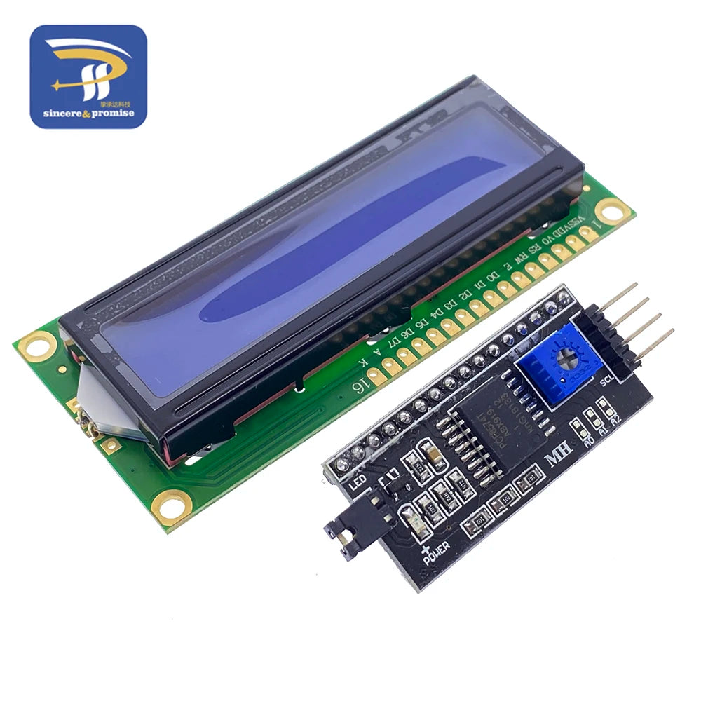 LCD1602 PCF8574T PCF8574 IIC/I2C / Interface 16x2 Character LCD Display Module 1602 5V Blue/ Yellow Green Screen For Arduino DIY