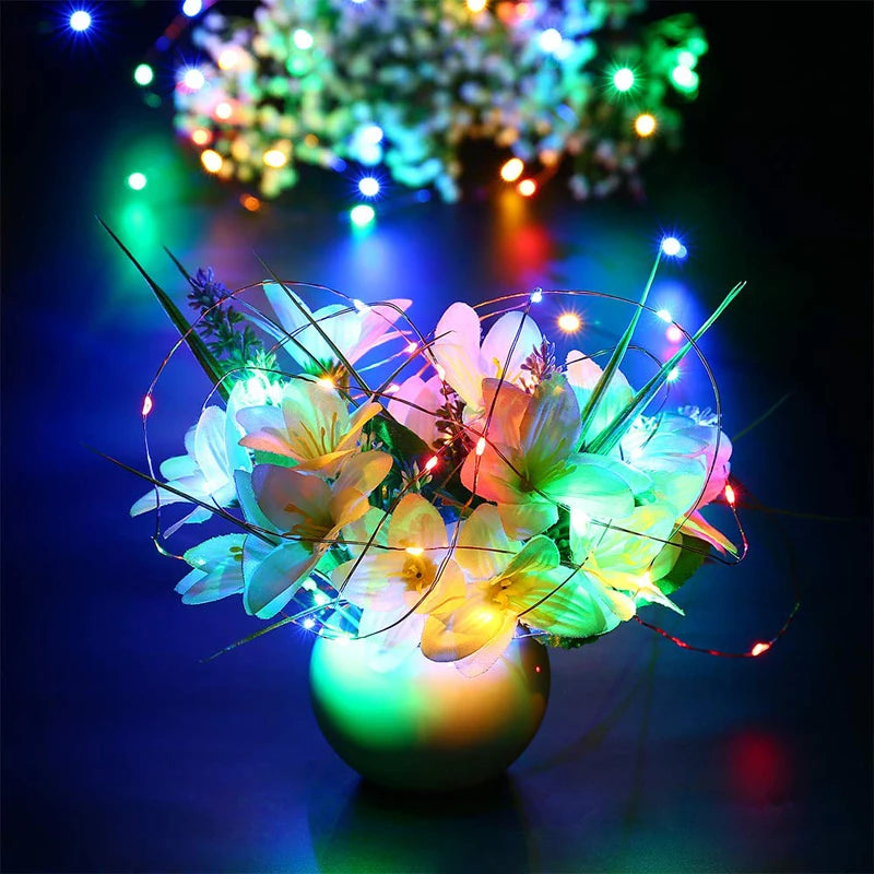 1M 2M 3M 5M Copper Wire LED String Lights Battery Operated Holiday Lighting Fairy Garland For Christmas Tree Wedding Party Decor