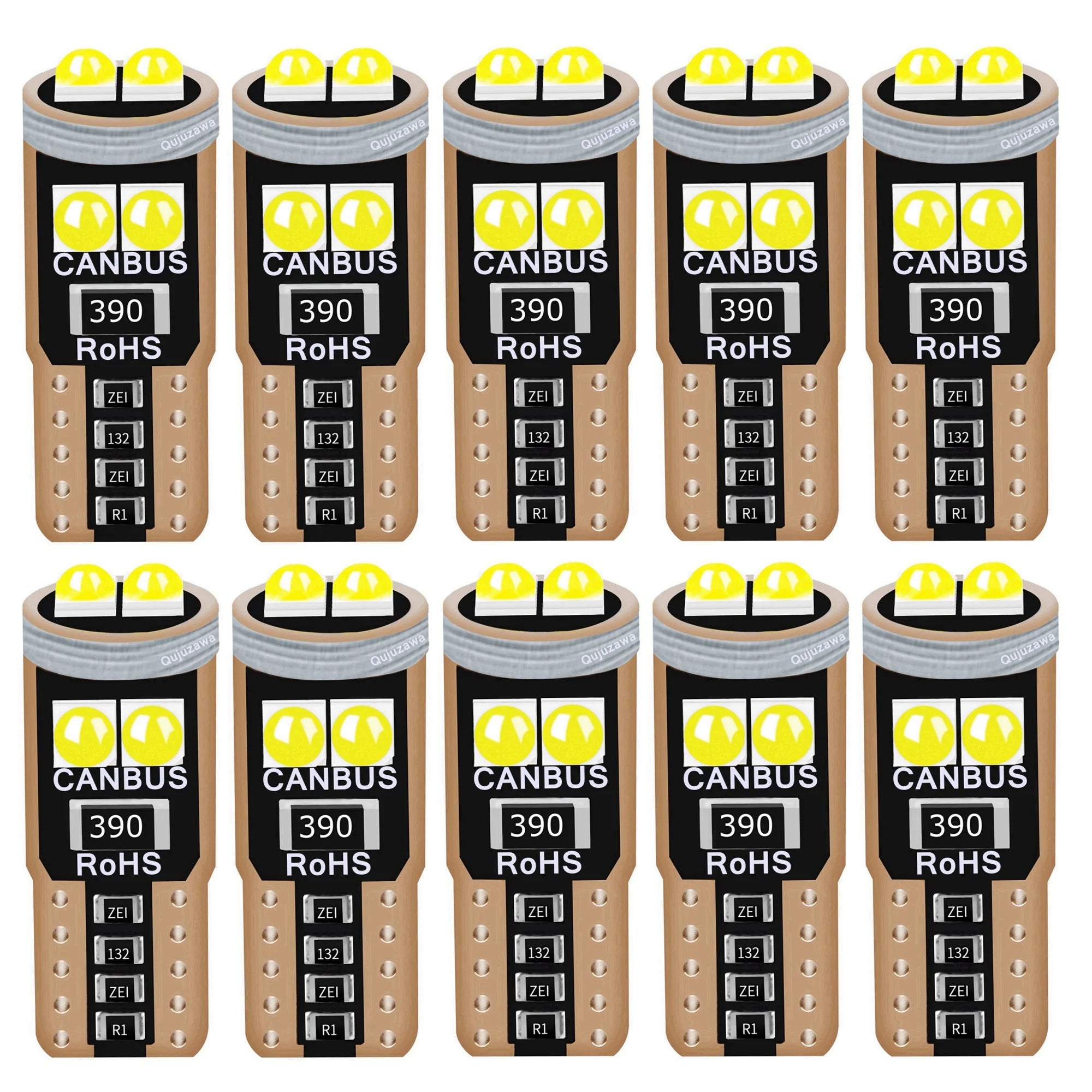 10Pcs T10 W5W WY5W 2825 Super Bright LED Canbus No Error Car Interior Reading Dome Lights Auto Parking Lamp Wedge Tail Side Bulb