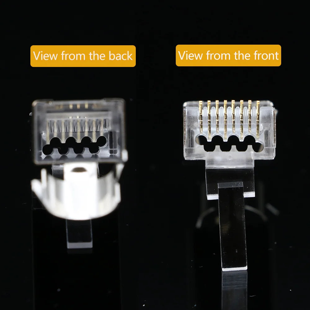 Xintylink CAT7 RJ45 Connector 50U CAT6A Ends Ethernet Cable Plug Network 10G SFTP FTP Shielded LAN Jack Pass Through 1.5MM Hole
