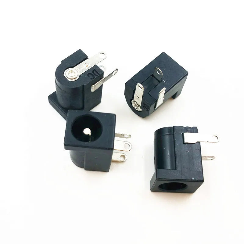10Pcs/Lot DC-005 PCB Mount 5.5 X 2.1/2.5 mm Female DC Power Jack Plug Socket Connector DC005 Black 5.5*2.1/2.5MM