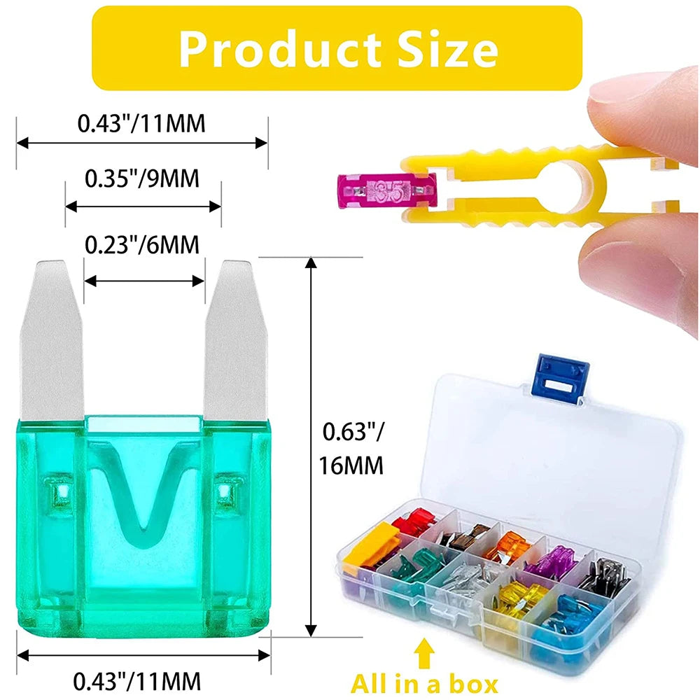 120PCS Fuse Car Kit Assorted Auto Car Truck Standard Blade Fuse Assortment 2A 3A 5A 7.5A 10A 15A 20A 25A 30A 35A Automotive Fuse