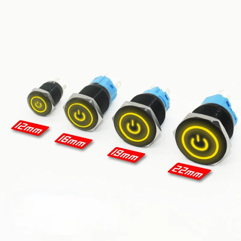 12/16/19/22mm Push Button Switch Oxidized Black Momentary Latching Fixed On Off Power Switch LED Light 3V 6V 12V 24V 220V
