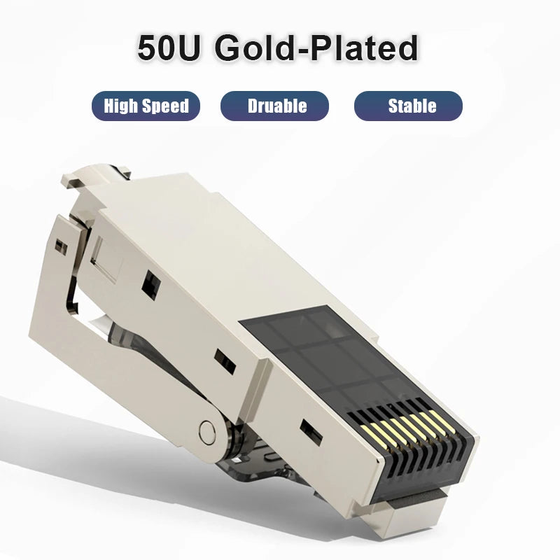 ZoeRax CAT8 /CAT7 /CAT6A Rj45 Connector Plug, Tool Free Shielded RJ45 Ends, Cat8 Field Termination Plug - 40Gbps