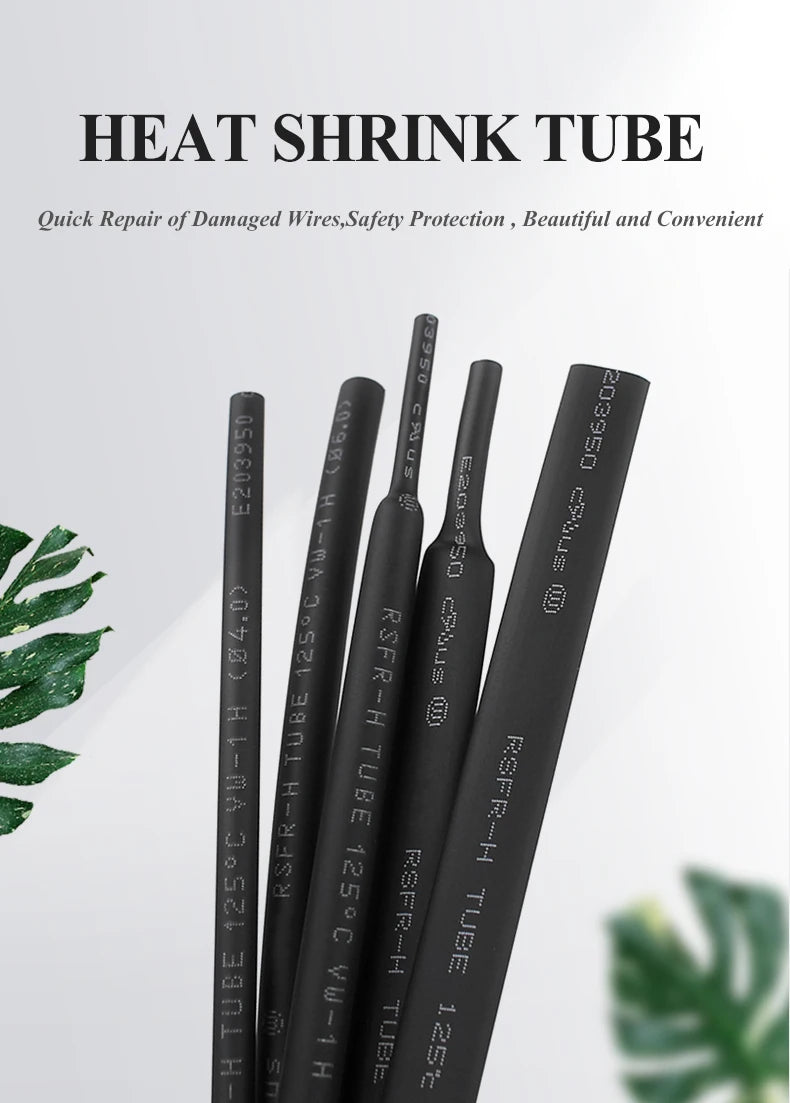 10 METER/LOT BLACK 1/2/3/4/5/6/8/10/10/12/14/16/18/20mm Heat Shrink Tubing Flame Retardant Tube Kit Insulation Tubing Wire Cable