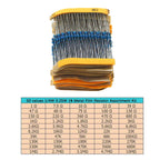 500pcs 50value 1/4W 0.25W 1% Metal Film Resistor Assortment Kit Set 1ohm-10M ohm resistor samples pack
