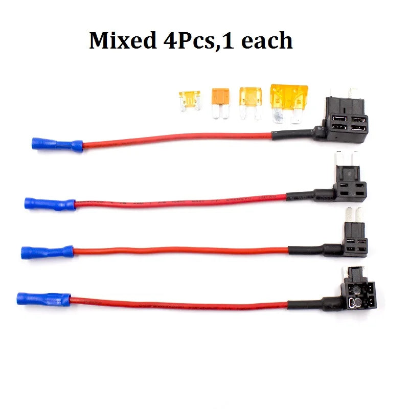 4PCS Car Vehicle Circuit Fuse Tap Adapter Blade Standard Low Profit Mini Micro ATM ATC APM Add-A-Circuit Holder 12-24v