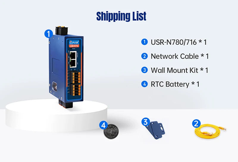 PUSR Industrial RS485 to Ethernet Converter 8/16 Port Isolated Serial 1WAN/LAN 1LAN 1CAN FD Modbus RTU/TCP Edge Gateway USR-N780