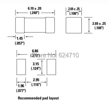 20A 25A 30A 40A Ceramic Fuse 1808 2410 6125 6.1*2.5MM Surface Mount Fuses High Inrush 250VAC/125VDC Fast / Slow Blow Fuse