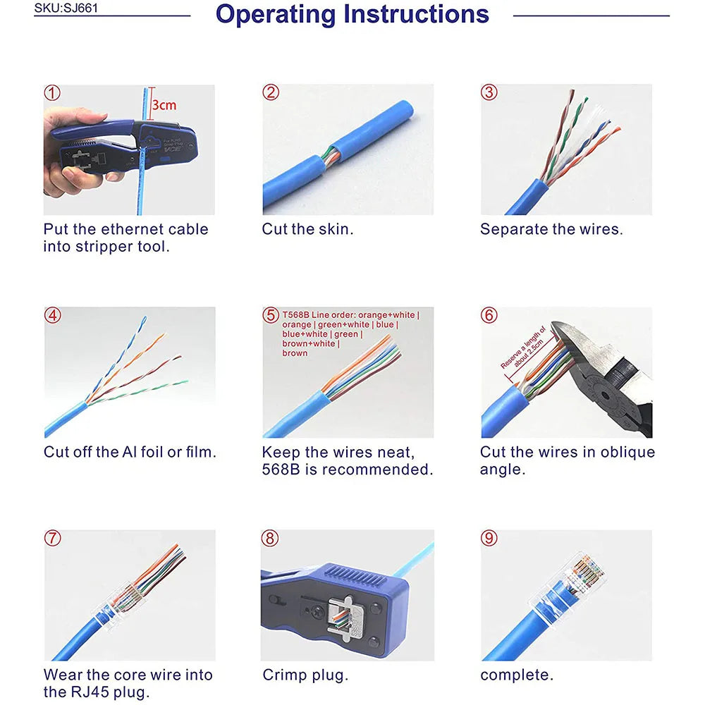 100Pcs CAT6 Connector Plugs RJ45 Network Cable Modular Pass Through CAT6 RJ45 Connector Plugs 8P8C Accessories Strong Plasticity