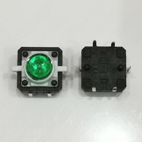 10PCS 12X12X7.3mm With Light Led 3V 6Pin DIP Momentary Push Button Not Fixed Tact Switch Illumination Button PCB Mounting