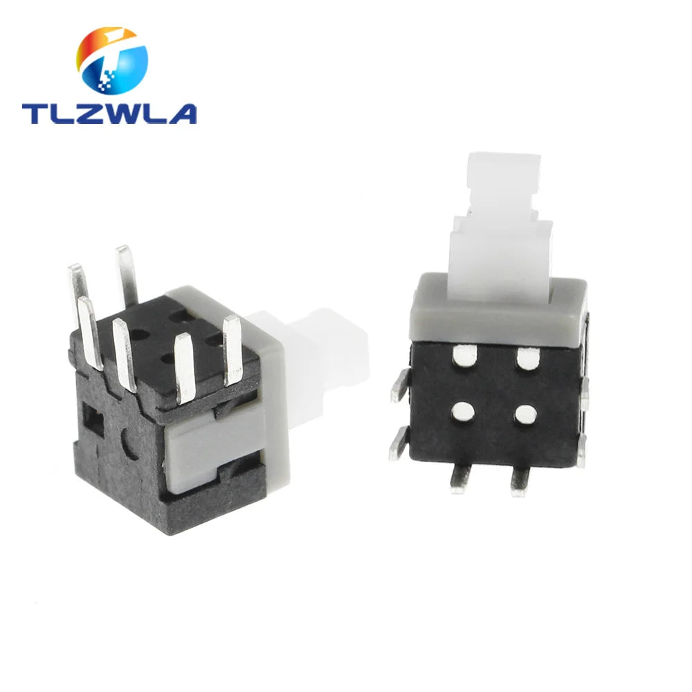 10PCS 5.8x5.8mm x Height 10.1 mm Push Button Switch On/Off Through Hole PCB DPDT Lock Right Angle Key switch Self Lock Push