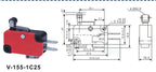 1/5PCS SPDT Momentary Travel Limit Micro Switch 16A 250VAC 1NO1NC 3pin Lever Roller V-151 V-152 V-153 V-154 V-155 Microswitch