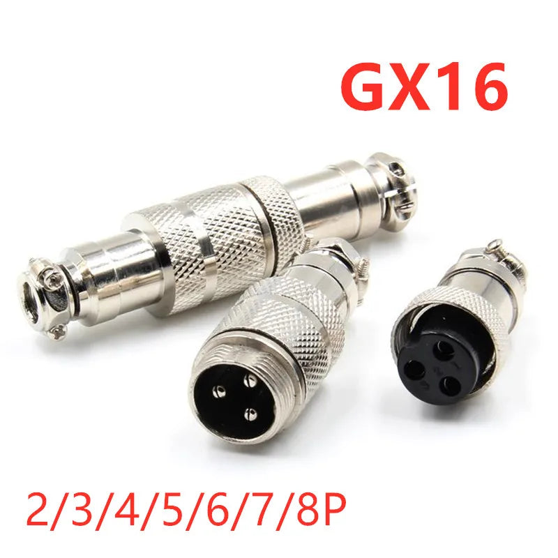 1set GX16 Butting Docking Male & Female 16mm Circular Aviation Socket Plug 2/3/4/5/6/7/8 Pin Wire Panel Connectors