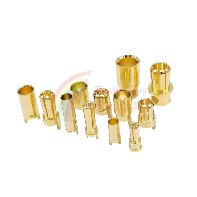 Amass Bullet Banana Plug Connector 3.5mm 4mm 5.5mm 6mm 6.5mm 8mm Male Or Female for RC Motor ESC Battery Part Gold PlatedARE4