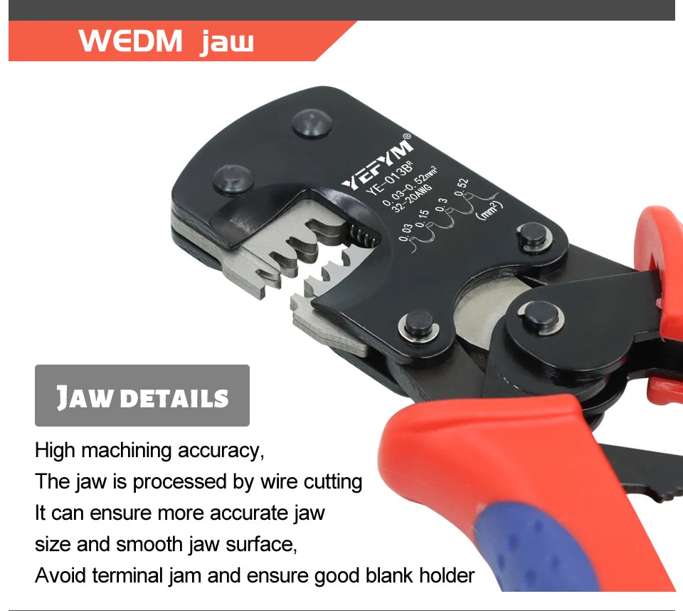 JST DuPont Terminals XH2.54/PH2.0/ZH1.5/SH1.0/ DuPont 2.0/2510 Pliers YE-013BR Mini Crimping Tools 0.03-0.52mm²/32-20AWG