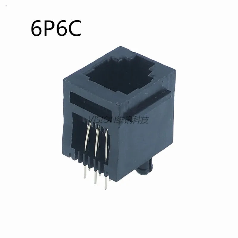 5/10Pcs RJ11 Socket 52-4P4C 6P6C 8P8C Phone Jack Female Crystal Head Socke 180 degrees Vertical 6P6C Telephone Connector
