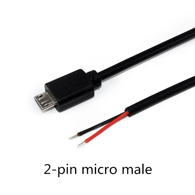 1pcs Micro USB 2.0 Female Jack Android Interface 4 Core 2 Core Male Female Power Data Charge Cable Cord Connector 30CM Cable