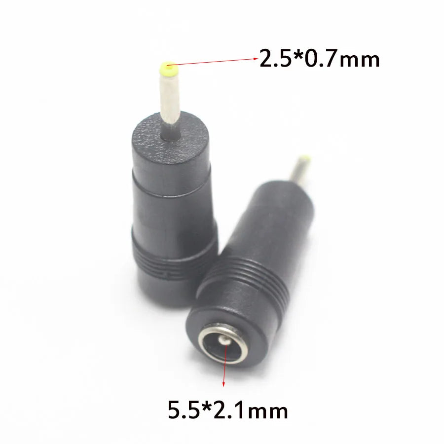 1/2/5pcs 2.5 X 0.7 mm Male to 5.5x2.1/5.5x2.5 Female Socket Jack DC Power Connector Adapter Laptop 5.5*2.1/5.5*2.5 to 2.5*0.7mm