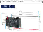 1PCS Micro Limit Switch CHZJTTDQ V-15.V-151.V-152.V-153.V-154.V-155.V-156.-1C 25 Travel Switch Limit Switch Silver Contact