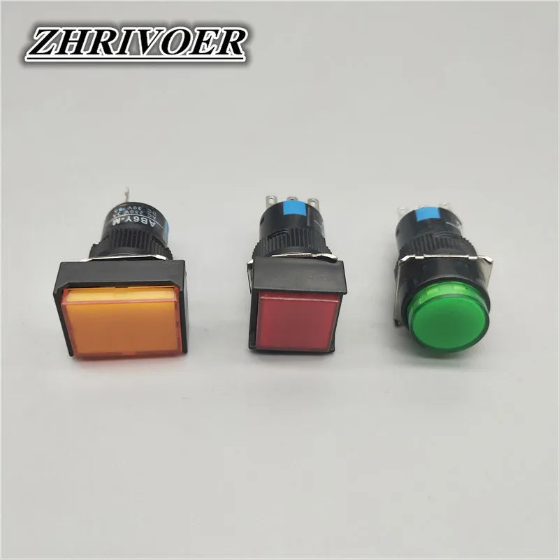16mm LA16-11 Push Button Switch Self-locking/Latching Self-reset/Momentary 3 Pin NO+NC 1A/250VAC Blue Green Red Yellow White