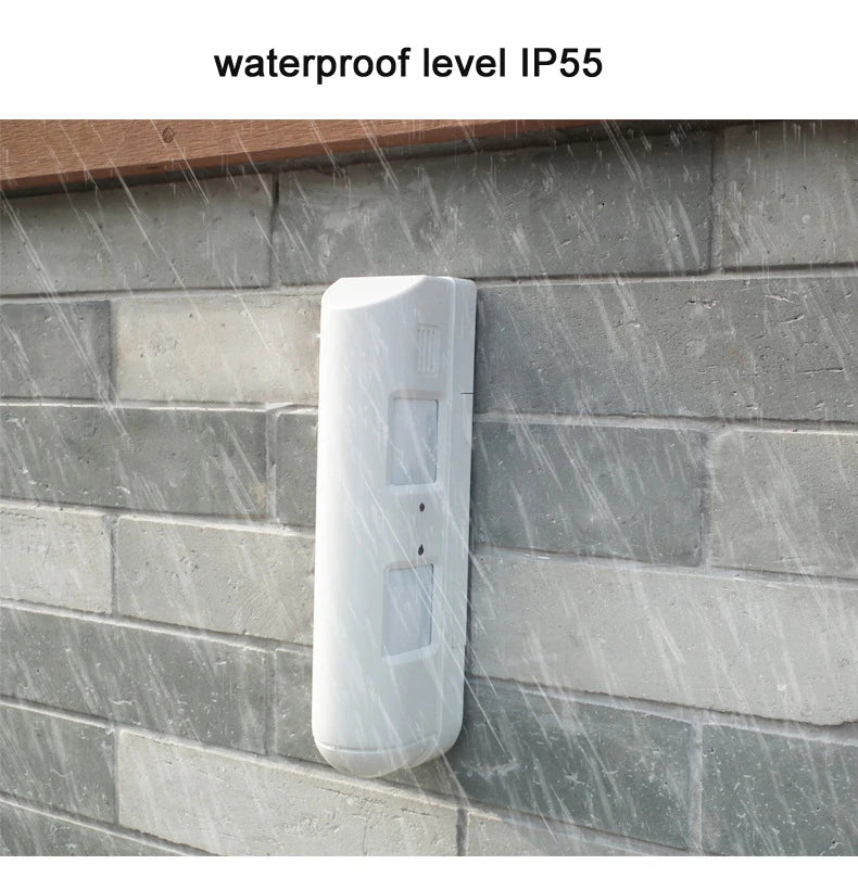 12-28Vdc 2 Side 4 Infrared Detector Outdoor Waterproof Wire Curtain PIR Movement Motion Sensor Anti Block Max 24m NC/NO Signal