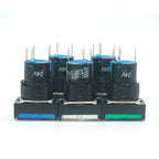 5pcs 16mm Rectangular Power Push Button Switch With Lamp Self Reset Momentary Latching Fixed Lock Five Pin LA16-J-11D LA16-J-11S